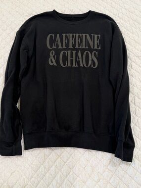 Caffeine & Chaos Black Graphic Sweatshirt